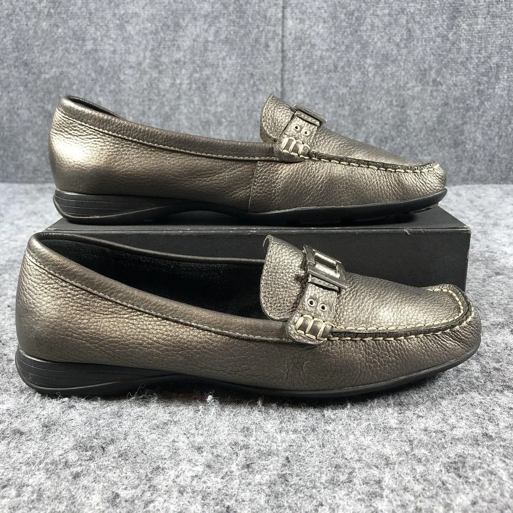 Naturalizer Shoes Womens‎ Size 8.5 M Metallic Pewter Pixie Loafers Driving Moc